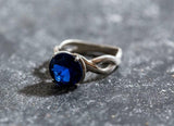 1.2ct Engagement Ring Round Cut Blue Sapphire Infinity 14k White Gold Finish