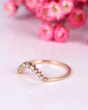 0.7ct Round Cut VVS1 Diamond Wedding Band Minimalist Curved 14k Rose Gold Finish