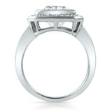 3.45ct Radiant Cut Diamond Engagement Ring Halo Round Accent 14k White Gold Over