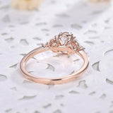 1.4ct Oval Cut Peach Morganite Engagement Ring Diamond Leaf 14k Rose Gold Finish