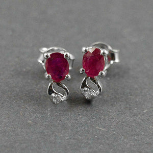 1.5ct Drop Earrings Oval Cut Pink Ruby Stylish Design 14k White Gold Finish