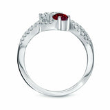 2.3Ct Round Cut Diamond Ruby Two Stone Engagement Ring 14K White Gold Finish