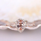 1.2ct Pear Cut Peach Morganite Solitaire Engagement Ring 14k Rose Gold Finish