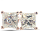 1.6ct Princess Cut VVS1D Diamond Screw Back Stud Earrings 14k Rose Gold Finish