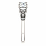 1ct Round Cut Diamond 3 Stone Vintage Anniversary Band 14k White Gold Finish