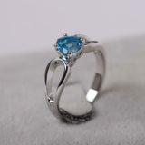 1ct Engagement Ring Heart Cut Blue Topaz Split Shank 14k White Gold Finish