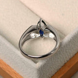 1ct Marquise Blue Sapphire Dual Shank Solitaire Accent Ring 14k White Gold Over