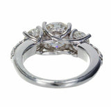 2.9ct Round Diamond Engagement Ring Trilogy Accent Solitaire 14k White Gold Over