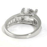 2.85ct Round Cut Diamond Engagement Ring Baguette Accents 14k White Gold Finish