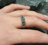 1.5ct Round Cut Blue Sapphire Rope Braided Half Eternity Band 14k WhiteGold Over