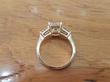 2.5ct Emerald Cut Diamond Three Stone Engagement Ring 14k White Gold Finish