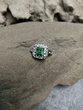 1ct Engagement Ring Asscher Cut Emerald Vintage Inspired 14k White Gold Finish