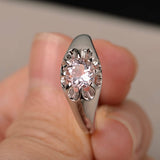 1ct Round Peach Morganite Floral Solitaire Engagement Ring 14k White Gold Finish