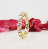 2.1ct Round Cut Moissanite Full Eternity Wedding Band 14k Yellow Gold Plated