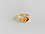 1ct Pear Yellow Citrine Engagement Ring Bezel Set Solitaire 14k Yellow Gold Over