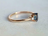 1ct Engagement Ring Oval Cut Blue Tanzanite Three Stone 14k Yellow Gold Finish