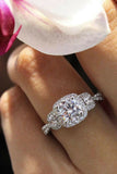 4Ct Cushion Cut Diamond Halo Iced Women Engagement Ring 18K White Gold Finish