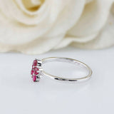 1ct Round Cut Pink Ruby Engagement Ring Floral Minimalist 14k White Gold Finish