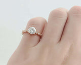 1.5ct Round Cut Diamond Engagement Ring Solitaire Vintage 14k Rose Gold Finish