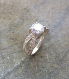 1.6ct Engagement Ring Round Cut Diamond Split Shank 14k White Gold Finish