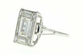 2.3ct Emerald Cut Diamond Engagement Ring Tapered Baguette 14k White Gold Finish