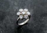 2.6ct Engagement Ring Round Cut Diamond Cluster Floral 14k White Gold Finish