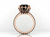 Claw Prongs Solitaire Engagement Ring 2ct Round Black Diamond 14k Rose Gold Over