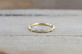 1.2ct Round Cut Diamond Wedding Band Thin Minimalist Petite 14k Yellow Gold Over