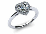 1.4ct Heart Cut VVS1D Diamond Halo Solitaire Engagement Ring 14k White Gold Over