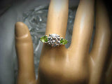 2.5ct Round Diamond Trilogy Engagement Ring 14k White Gold Over Peridot Accents