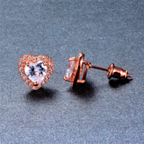 2ct Heart Cut VVS1D Diamond Halo Heart Shape Stud Earrings 14k Rose Gold Finish