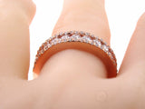 4Ct Round Cut Diamond Elegant 3Row Half Eternity Wedding Band 14K Rose Gold Over