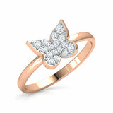 1.2ct Engagement Ring Round Cut Diamond Butterfly Cluster 14k Rose Gold Finish