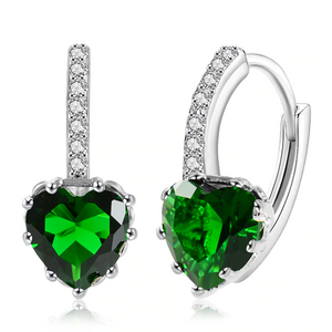 2.3Ct Heart Cut Green Emerald Party Gatsby Drop Earrings 14K White Gold Finish