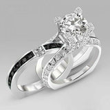 4Ct Round Cut Diamond Bridal Set Unique Band Inside Ring 14K White Gold Finish