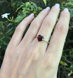 1.2ct Heart Cut Red Garnet Engagement Ring Solitaire Promise 14k White Gold Over