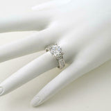 2.85ct Round Cut Diamond Engagement Ring Baguette Accents 14k White Gold Finish