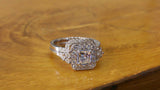 3Ct Princess Cut Diamond Bridal Set Vintage Halo Ring Band 14K White Gold Finish