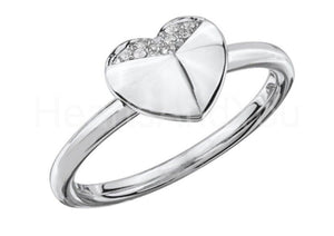 0.2ct Round Cut Moissanite Geometric Heart Engagement Ring 14k White Gold Plated