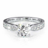 1.8ct Round Cut Diamond Engagement Ring Accent with Solitaire 14k WhiteGold Over