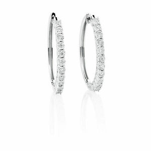 1.5ct Round Cut VVS1D Diamond Fancy Design Hoop Earrings 14k White Gold Finish