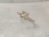 2ct Princess Diamond Engagement Ring Round Accent Solitaire 14k Rose Gold Finish