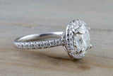 2.2ct Oval Cut VVS1 Diamond Engagement Ring 14k White Gold Finish Halo Solitaire