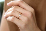 Minimalist Thin Promise Engagement Ring 0.5ct Round Diamond 14k Yellow Gold Over