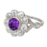 2ct Round Cut Purple Amethyst Engagement Ring Halo Vintage 14k White Gold Finish