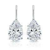 3ct Pear Cut VVS1 Diamond Hook Back Tear Drop Earrings 18k White Gold Finish