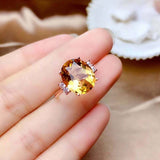 1.5ct Oval Cut Yellow Citrine Engagement Ring Diamond Petite 14k RoseGold Finish