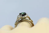 2ct Round Green Emerald Engagement Ring Diamond Floral Halo 14k White Gold Over