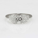 1.7ct Round Cut Diamond Engagement Ring Dual Cluster Heart 14k White Gold Finish