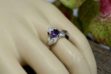 1ct Heart Cut Purple Amethyst Engagement Ring Claddagh Irish 18k White Gold Over